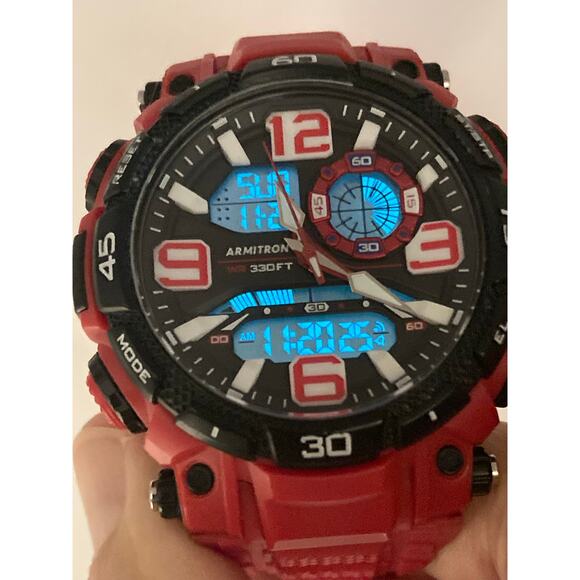 Armitron Pro Sport Mens Digital Analog Multifunction Watch 52mm WR Timer Alarm - Picture 2 of 13